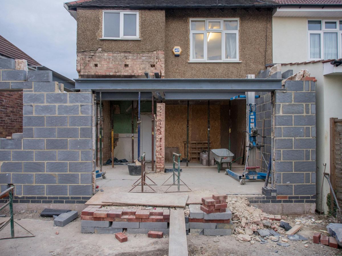 builders on site in Northampton.